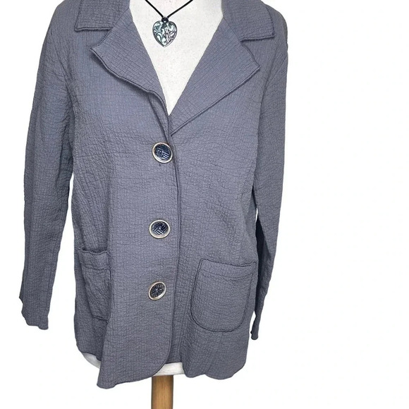 Focus Casual Life M gray‎ preshrunken textured  boho jacket - Picture 5 of 8